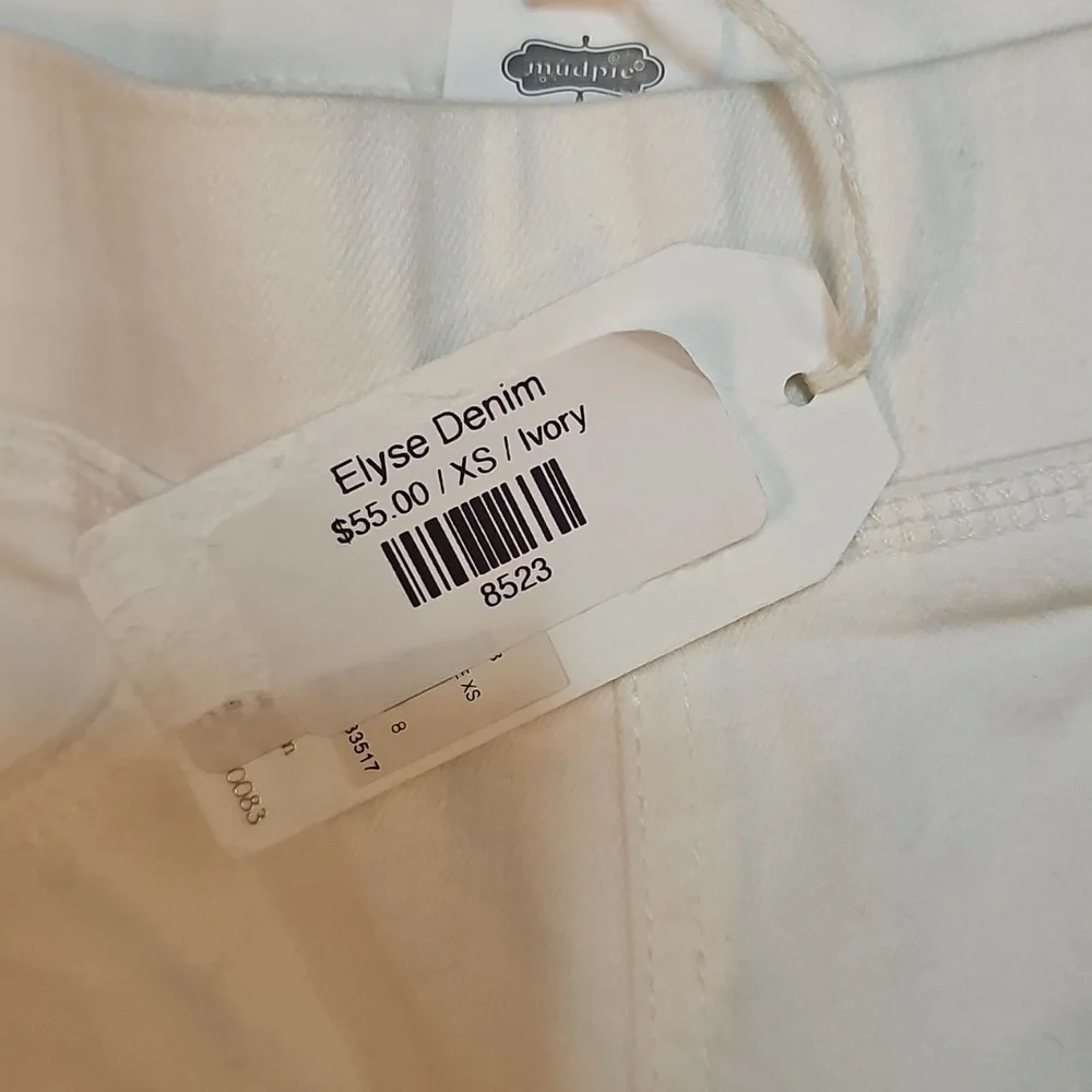 NEW Mud Pie ivory Elyse Denim size XS